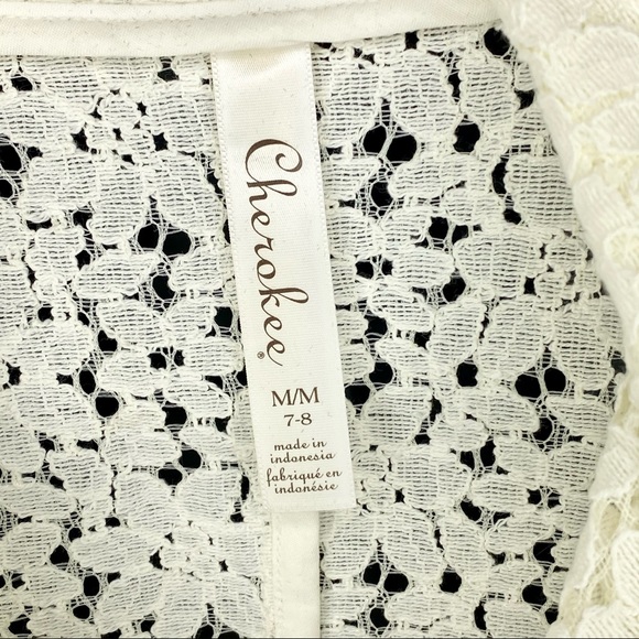 Cherokee Girls Cream Lace Crop Moto Jacket - M 7/8 - Picture 4 of 6